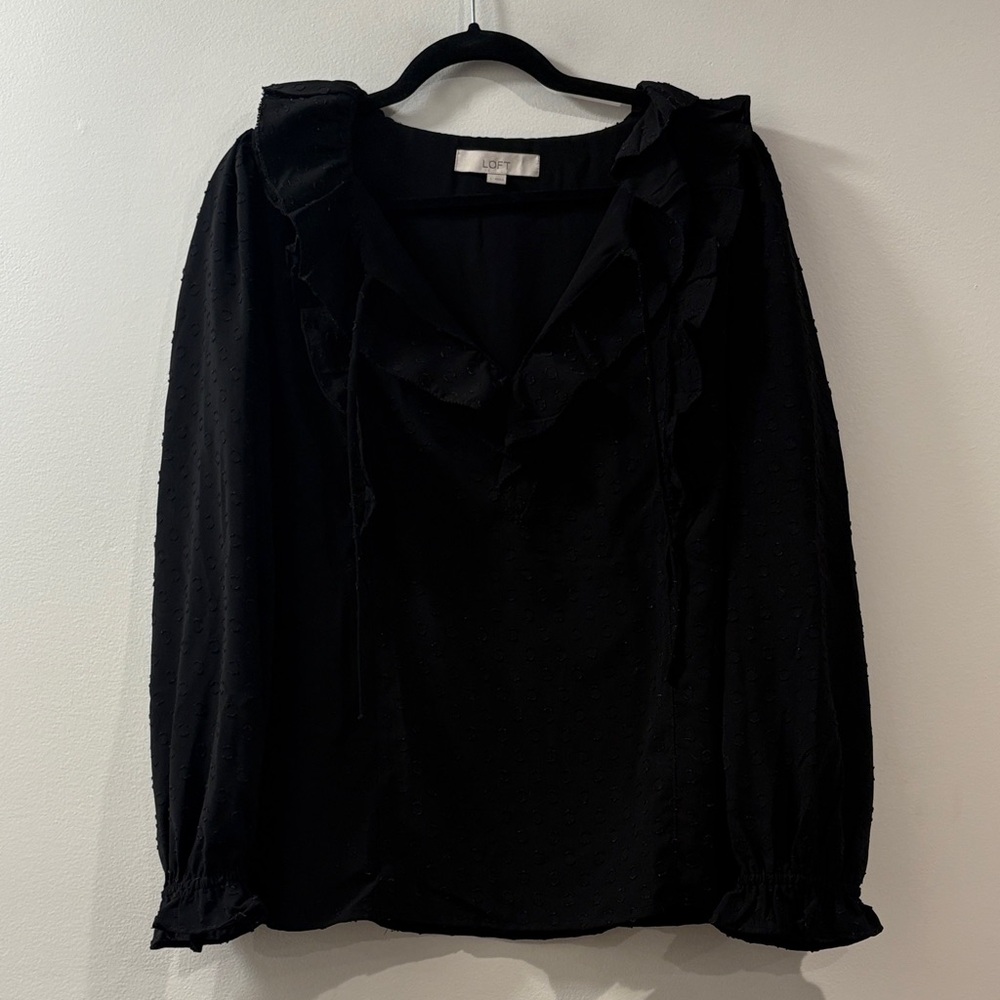 Loft | Black Ruffled Women's Top